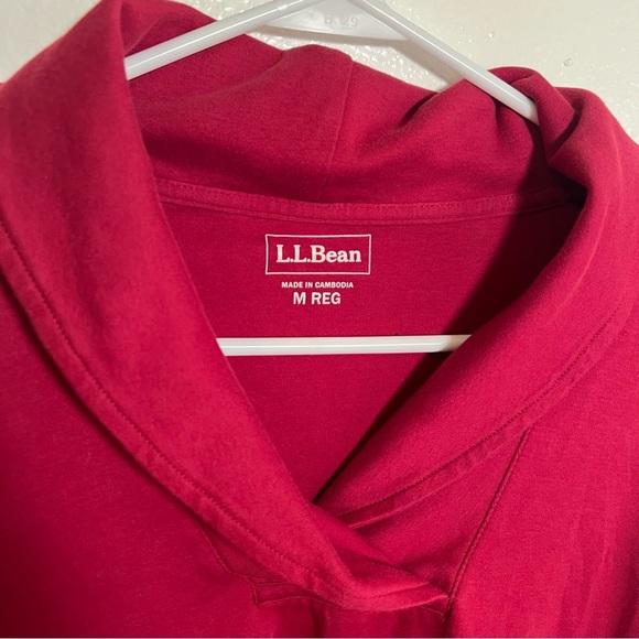 L.L. Bean Pullover Long-Sleeve Shawl Collar Top Dark Cranberry M - Picture 10 of 11